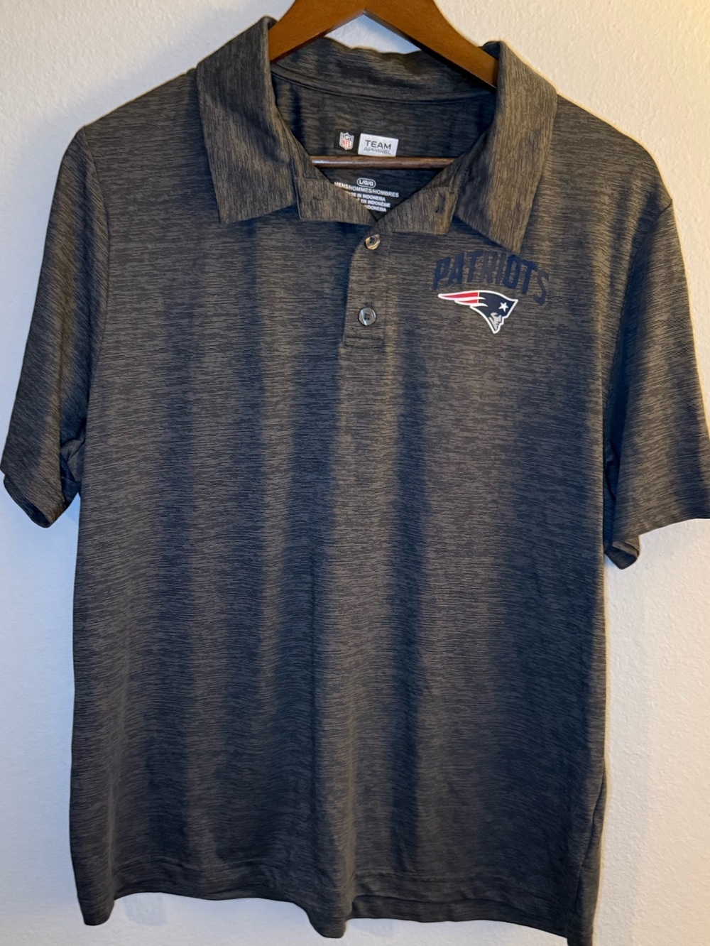 Team Apparel New England Patriots Dark Heather Gray Polo